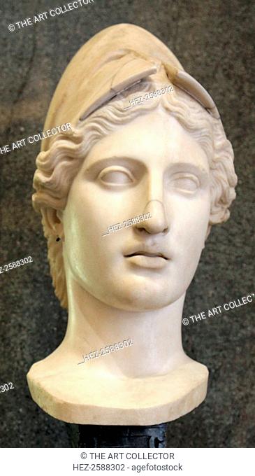Head of Athena, Goddess of Wisdom and Just War, and patroness of crafts, early 1st century. Roman, after the Greek original of the 430s-420s BC by Kresilas
