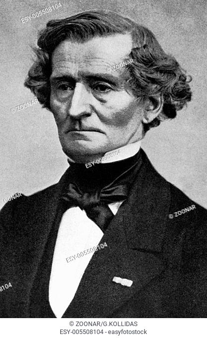 Hector Berlioz (1803-1869) on engraving from 1908. French Romantic composer. Engraved by unknown artist and published in The world's best music