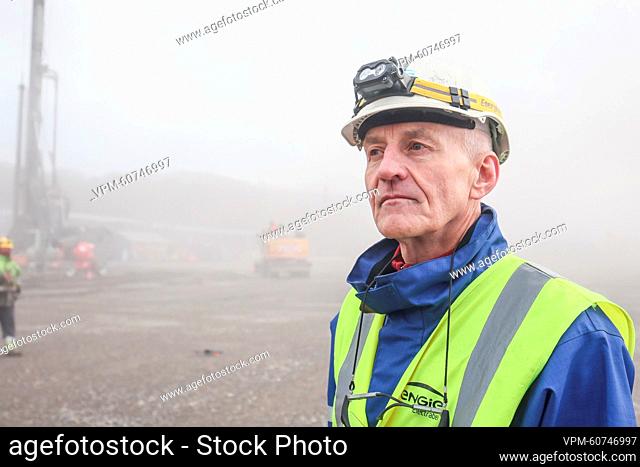 Site director Benoit Liegeois poses for the photographer at at the blasting of the first chimney of the Les Awirs power plant in Flemall on Friday 24 February...