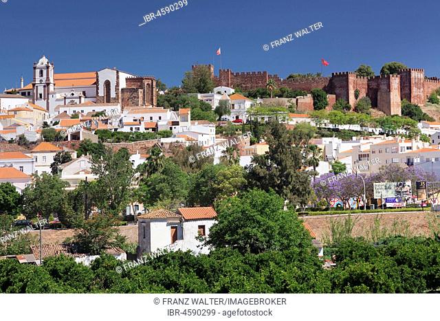 City view, old town with cathedral and castle, Silves, Algarve, Portugal