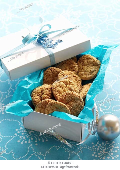 Almond macaroons in Christmas wrappings