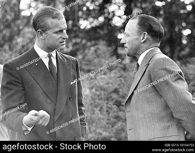 The Duke And ""The Don"" At BalmoralThe Duke of Edinburgh (left) chats with Don Bradman, captain of the Australian Test team, at Balmoral Castle, Scotland