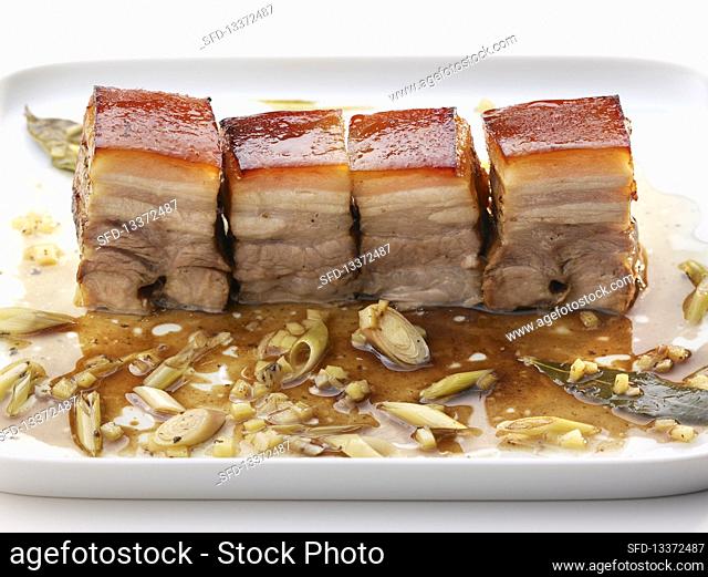 Pork belly confit in lemongrass and soy sauce