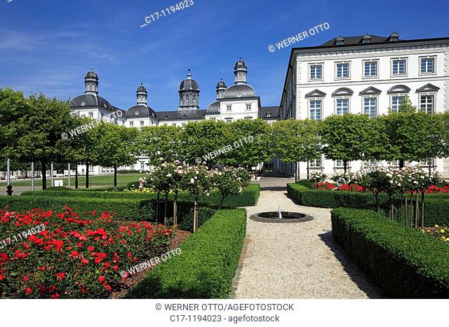 Germany, Bergisch Gladbach, Bergisches Land, North Rhine-Westphalia, Bergisch Gladbach-Bensberg, castle Bensberg, hunting lodge, hotel, baroque, castle gardens