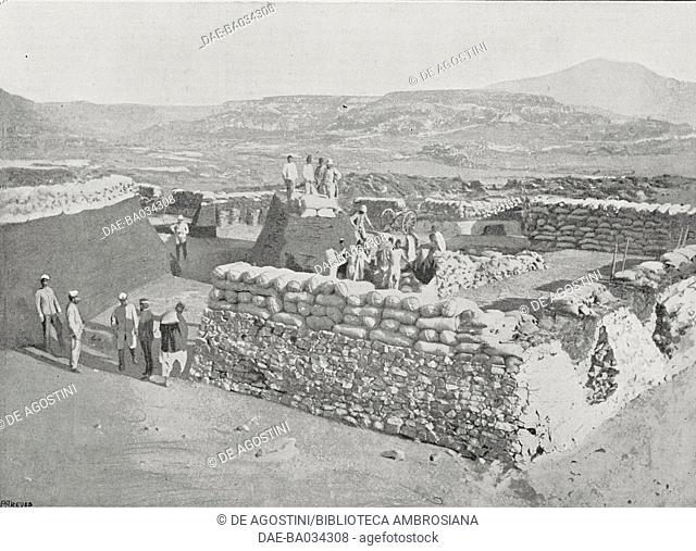 Battery in Adigrat fort, Ethiopia, Italo-Abyssinian War, photograph by Quattrociocchi, from L'Illustrazione Italiana, Year XXIII, No 24, June 14, 1896