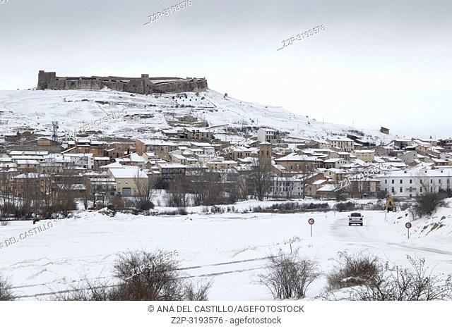 Cedrillas village in snow Teruel Aragon Spain