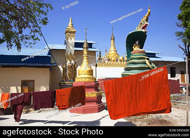 A Buddhist temple near Popa Mountain, Mandalay region, Myanmar, Asia