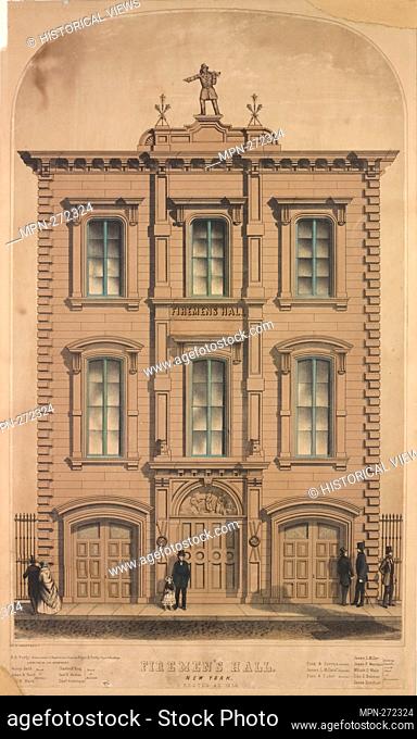 Firemen's Hall. New York. Erected A. D. 1854. Eno, Amos F., 1836-1915 (Collector) Endicott & Co. (New York, N.Y.) (Lithographer)
