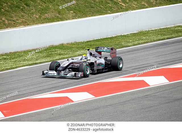 BARCELONA- MAY 9: Nico Rosberg of Mercedes GP  in action during The Formula 1 Grand Prix at autodrome Catalunya Montmello on May 9, 2010 in Barcelona