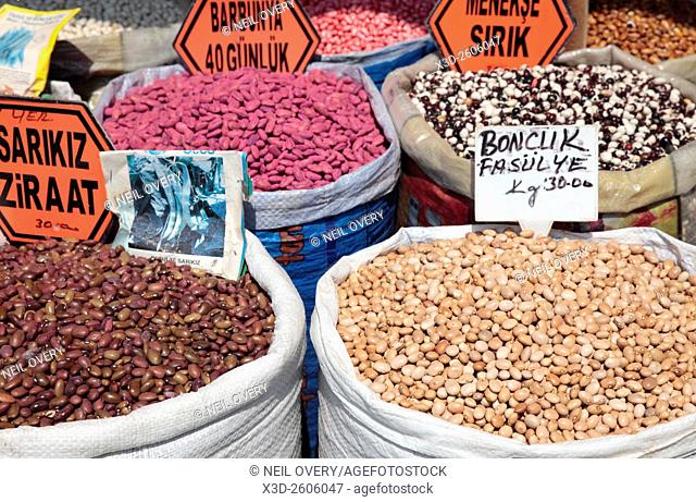 Beans for sale at market, Istanbul, Turkey
