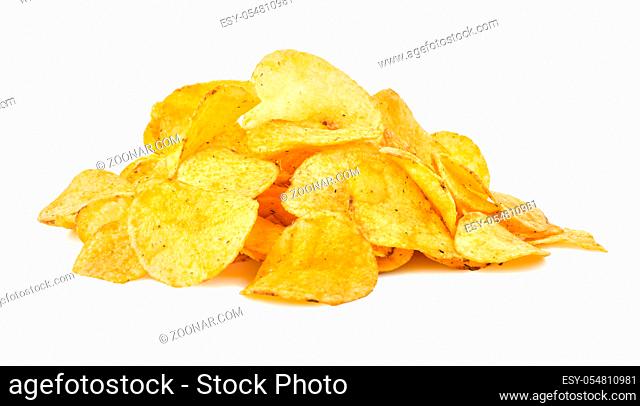 Heap of chips isolated on a white background
