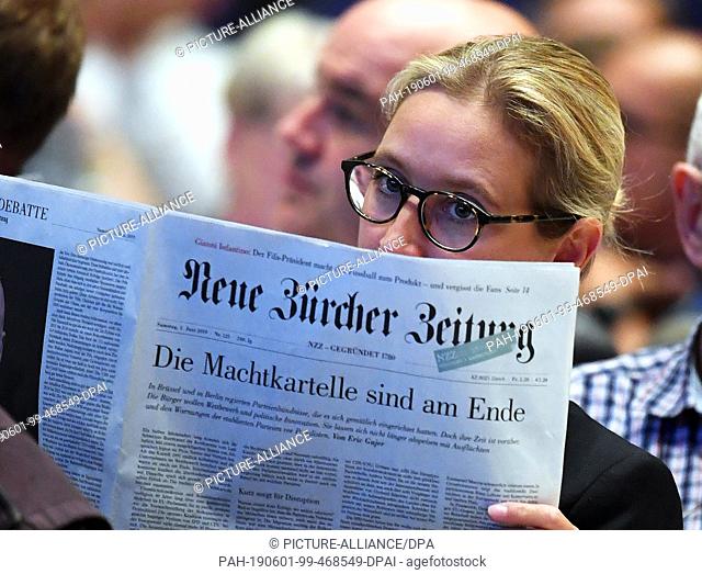 01 June 2019, Baden-Wuerttemberg, Pforzheim: Alice Weidel, chairwoman of the AfD parliamentary group in the Bundestag, will take part in the 14th state party...