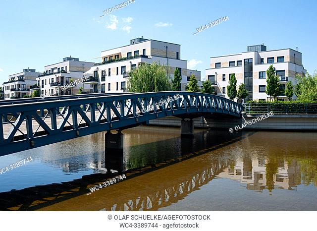 Berlin, Germany, Europe - New multi-residential apartment buildings on Tegel Island near Tegel port