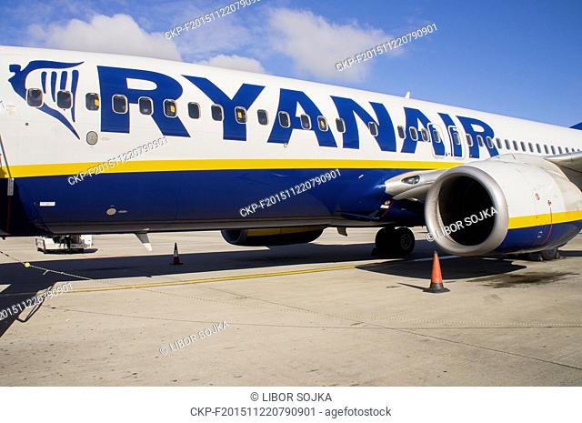 Ryanair plane Boeing 737-800, flight FR1014 from Vaclav Havel Airport Prague, Ruzyne, Czech Republic to Stansted, London, United Kingdom, on October 14, 2015