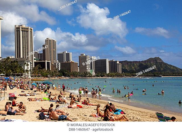 Hawaï , Oahu Island , Honolulu , Waikiki beach