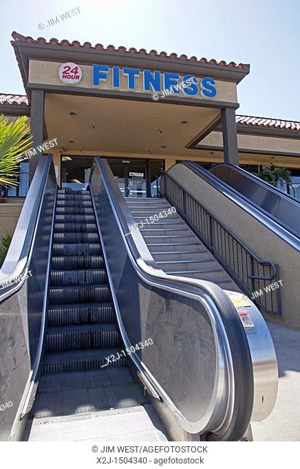 San Diego, California - A 24-Hour Fitness Center with escalators
