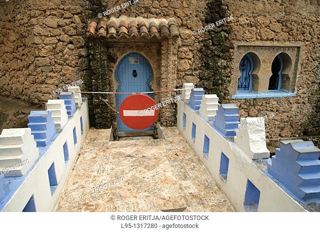 Ras-El-Ma the source originating the stream in Chaouen, Morocco, protected inside a building that can be visited by tourists