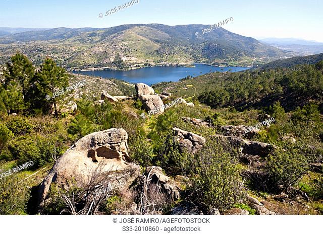 Burguillo reservoir from Isiruela port in the Sierra de Gredos. Avila. Castilla Leon. Spain