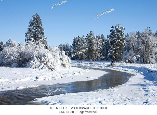 Latah Creek in winter, near Fairfield, Washington, USA