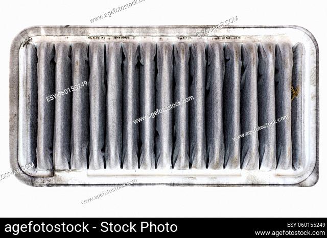 dirty vehicle air filter isolated on white