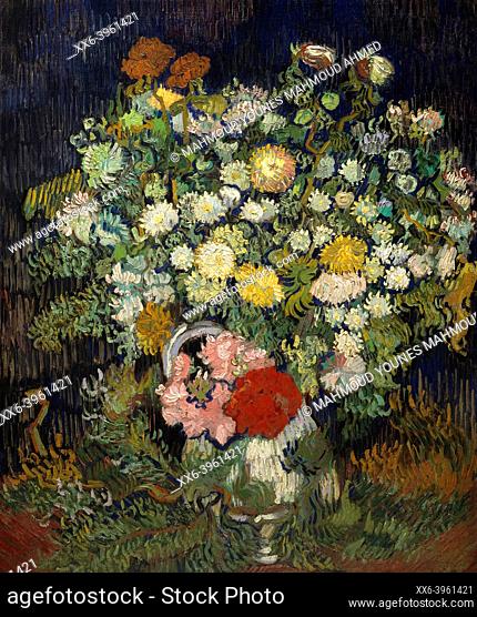 Van Gogh, Bouquet of Flowers in a Vase, is an oil painting on canvas 1890 - by Dutch painter Vincent Willem van Gogh (1853–1890).