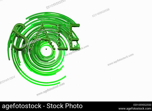 Sale lettering calligraphy made by green wax, business 3d illustration isolated on white background with copyspace