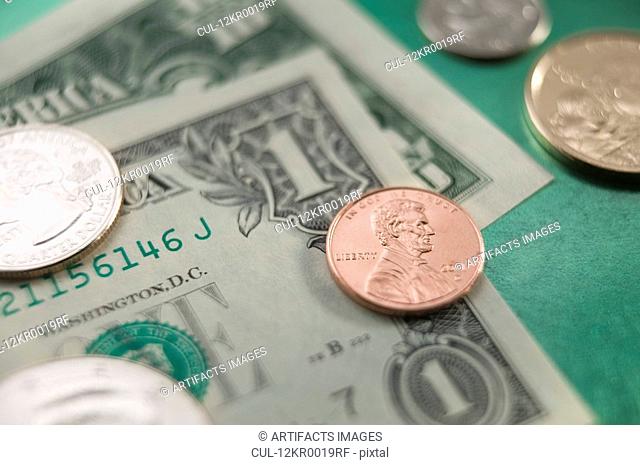 US currency and coins