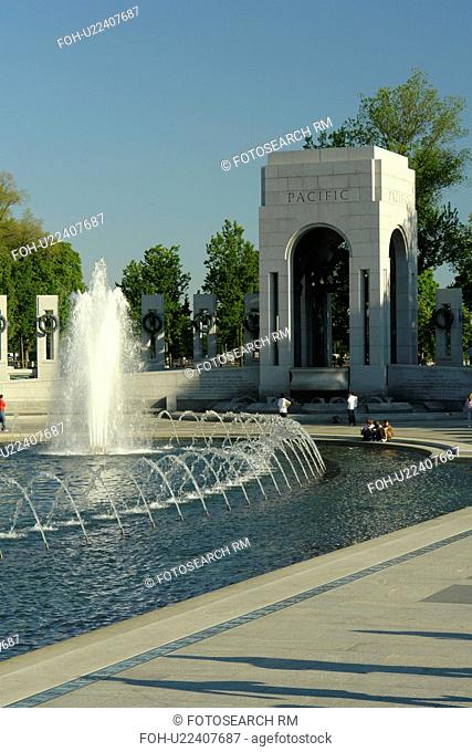 Washington DC, D.C District of Columbia, World War II Memorial, Pacific Pavilion, Fountain, National Mall, Memorial Parks, Nation's Capital