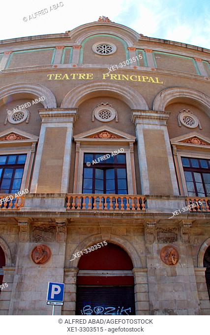 Facade of the Teatre Principal, 1847, architect Francesc Daniel Molina, La Rambla, Ciutat Vella, Barcelona, Catalonia, Spain