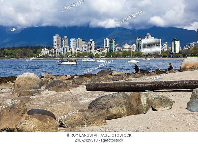 Looking across English Bay to the west end of Vancouver and Stanley Park