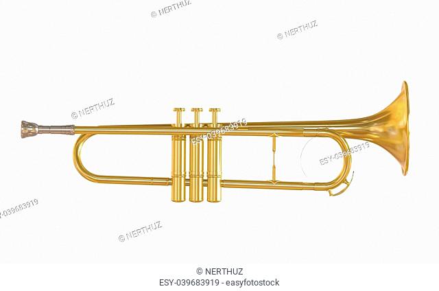 Gold Trumpet Isolated on white background. 3D render