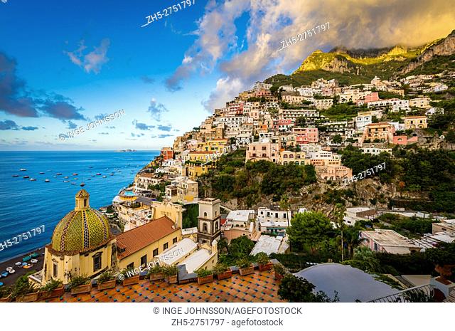 Positano is a village and comune on the Amalfi Coast (Costiera Amalfitana), in Campania, Italy, mainly in an enclave in the hills leading down to the coast