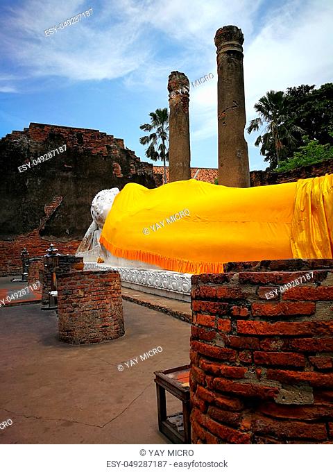 A beautiful Thailand temples, pagodas and Buddha statute in old historical's Thailand country at ""Ayutthaya"" Province Thailand