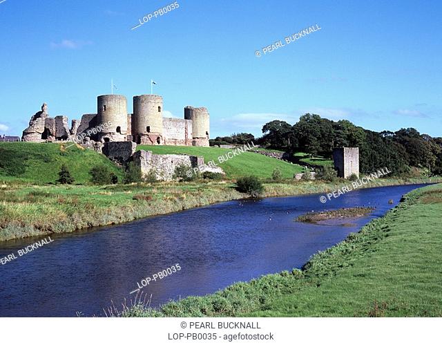 North Wales, Denbighshire, Rhuddlan Castle, Rhuddlan Castle on the banks of the River Clwyd - one of the first castles built for Edward I in Wales