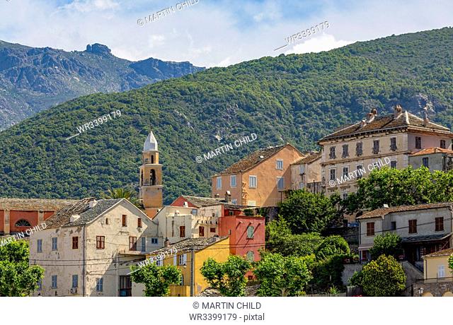 The historic hill village of Nonza on Cap Corse, the most northerly point of Corsica, France, Mediterranean, Europe