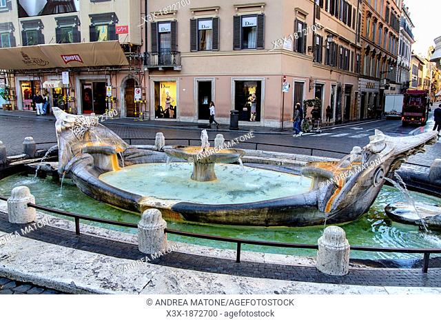 Water fountain Piazza di Spagna Rome Italy
