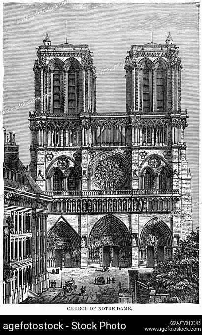 Church of Notre Dame, Illustration, Ridpath's History of the World, Volume III, by John Clark Ridpath, LL. D., Merrill & Baker Publishers, New York, 1897