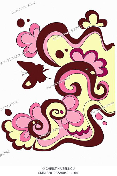 Flowery pattern with butterfly