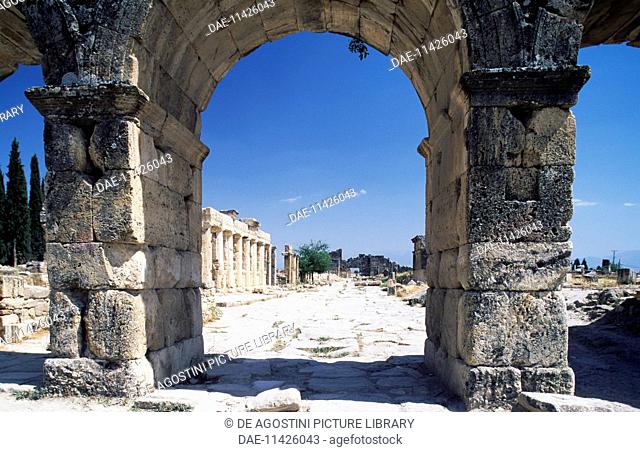 Frontinus gate or North gate and street of proconsul Julius Frontinus, Hierapolis-Pamukkale (Unesco World Heritage List, 1988), Turkey