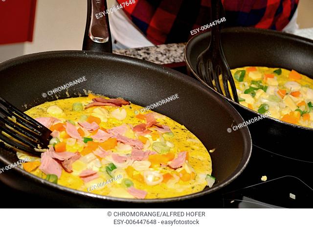 different omelets are prepared
