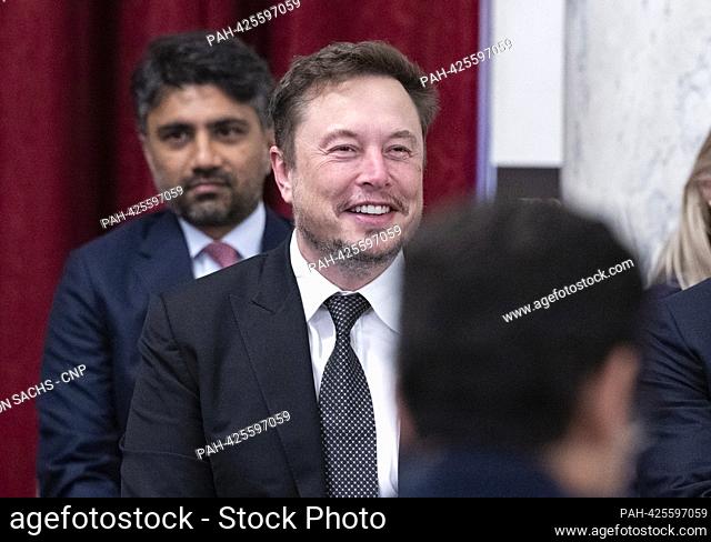 Elon Musk, Chief Executive Officer, Tesla, SpaceX and X (previously known as Twitter), appears before the United States Senate Bipartisan Artificial...