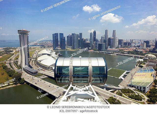 Elevated view of Marina Bay from Singapore Flyer observation wheel, Singapore