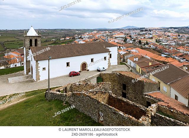 View of the Church and the Village of Mogadouro, Braganca District, Norte Region, Portugal, Europe