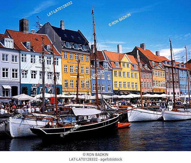 Nyhavn is a colourful waterfront, canal and popular entertainment district it is lined by brightly coloured 17th and early 18th century townhouses, bars