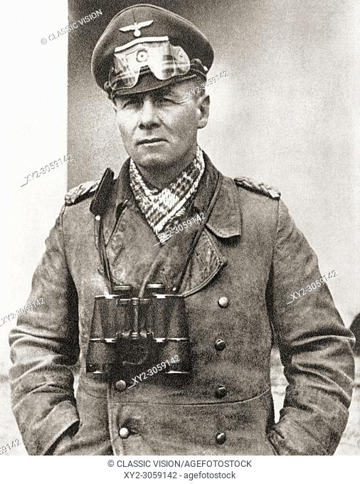 Erwin Rommel, aka Desert Fox, 1891 -1944. German general, military theorist and field marshal in the Wehrmacht of Nazi Germany during World War II