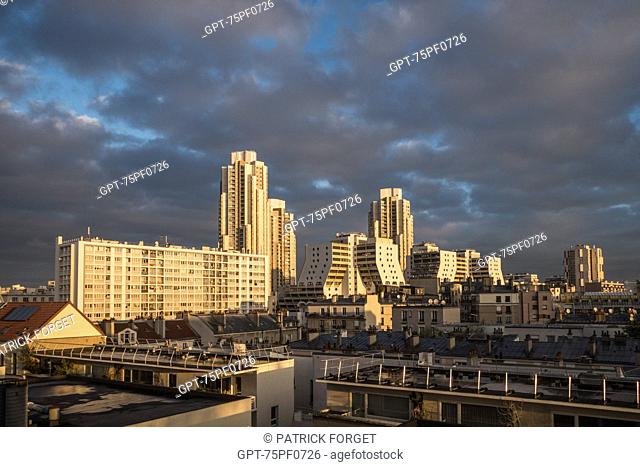 THE ORGUES DE FLANDRE (ORGANS OF FLANDERS) OR FLANDERS TOWERS BY THE ARCHITECT MARTIN VAN TREECK, THE HIGHEST GROUP OF APARTMENT BUILDINGS IN PARIS