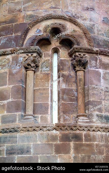 Valgañon, Nuestra Señora de Tresfuente (romanesque and renaissance 13-18th centuries). Apse window detail. La Rioja, Spain