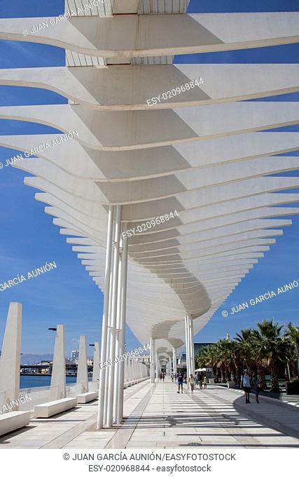 Malaga main boardwalk a sunny day with blue sky