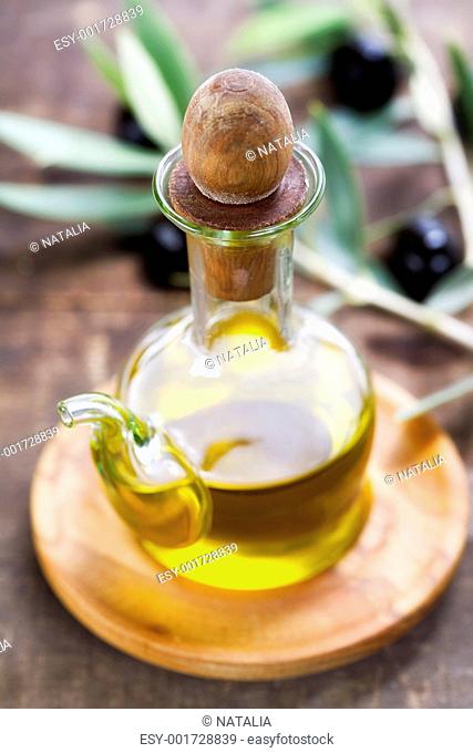 olive oil and fresh olives