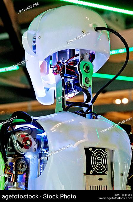 Der humanoide Roboter RoboThespian in der Arbeitswelt Ausstellung DASA, Dortmumd, Ruhrgebiet, Nordrhein-Westfalen, Deutschland, Europa